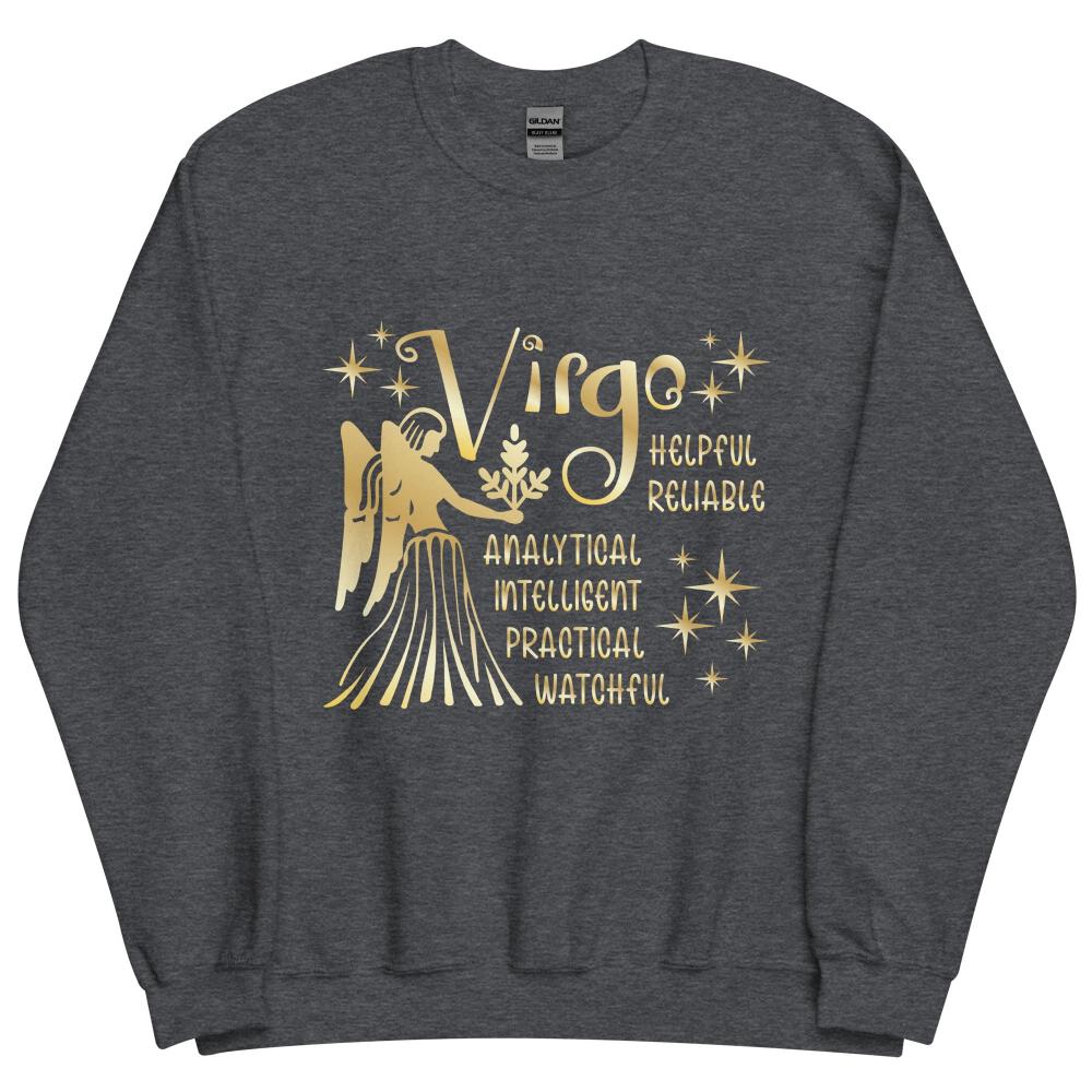 Virgo Zodiac Positive Traits Sweatshirt - Dark Heather Color - https://ascensionemporium.net